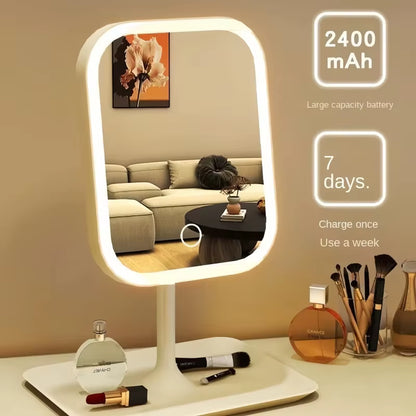 Niche Modern Desktop Vanity Mirror 3 Color Light LED Makeup Mirror Touching Mirror Women Bedroom Dressing Mirrors Home Decor