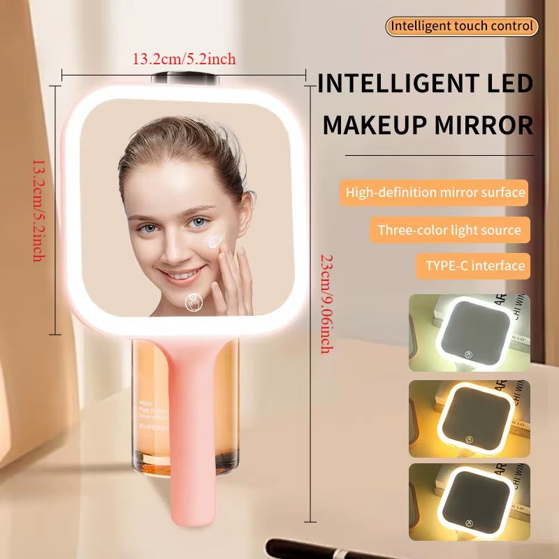 Niche Modern Desktop Vanity Mirror 3 Color Light LED Makeup Mirror Touching Mirror Women Bedroom Dressing Mirrors Home Decor